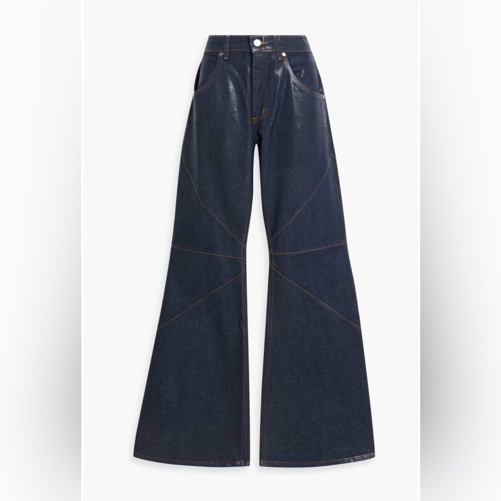 Coated Denim Wide-Leg Jeans | Size 28